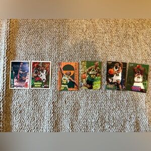 6 Seattle Supersonics Trading Cards-Rare cards Gary Payton and Shawn Kemp